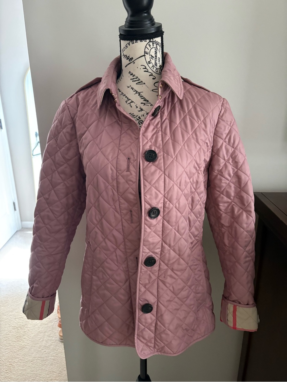 Burberry Quilted Mauve Pink Lightweight Shirt Jacket